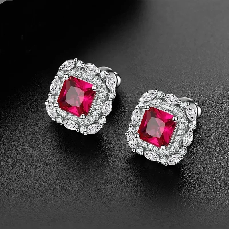 Temperament Royal Blue Light Luxury Zircon Earrings 2024 New Fashion Ins Style Attending Banquet Jewelry