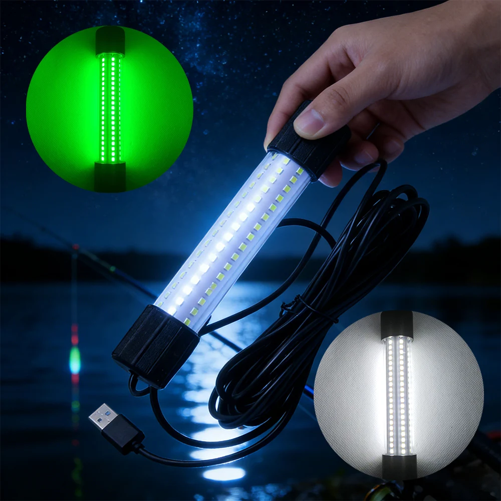 Luz LED subacuática USB para pesca nocturna – Portátil atraer peces - imagen 5