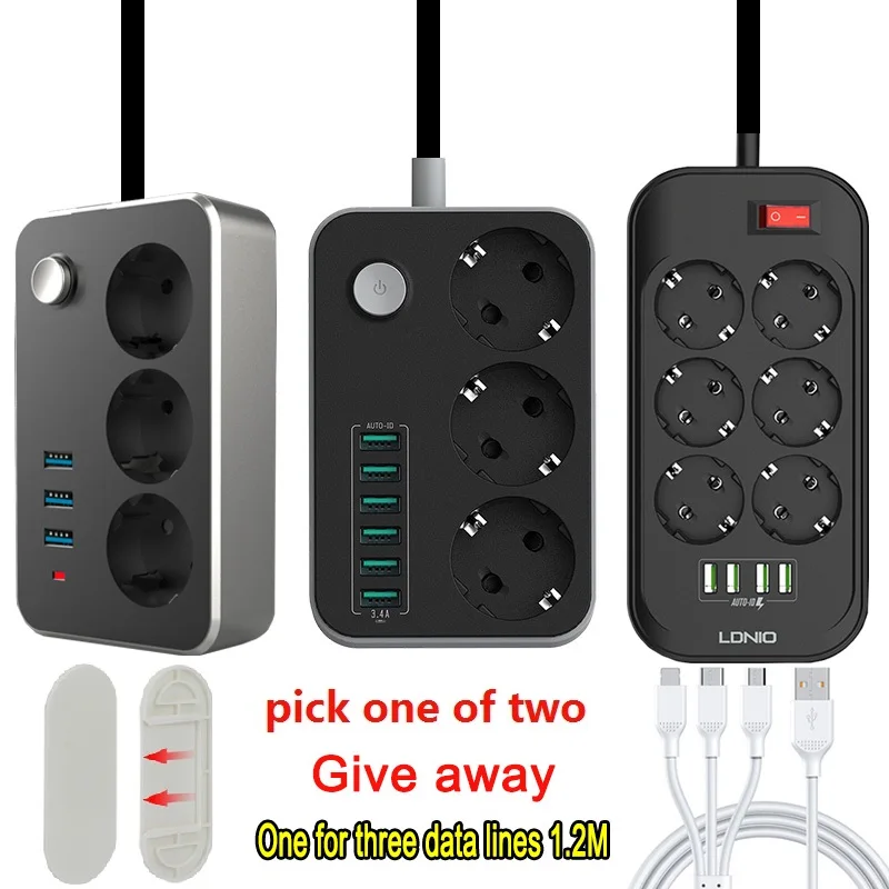 الاتحاد الأوروبي التوصيل قطاع الطاقة المقبس USB شحن ميناء 2 متر ملحق تمديد كابلات الحبل منافذ محول عرام حامي شبكة تصفية المنزل مكتب