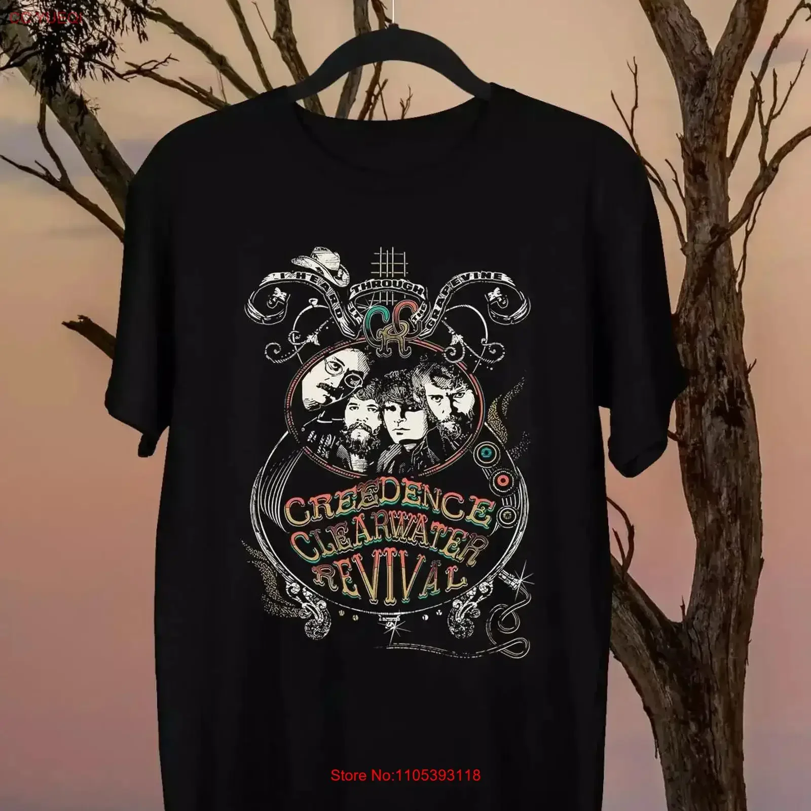 New Creedence Clearwater Revival Rock Band T Shirt Black Color SU302 vintage Washed Soft fashion graphic Casual Stylish homme