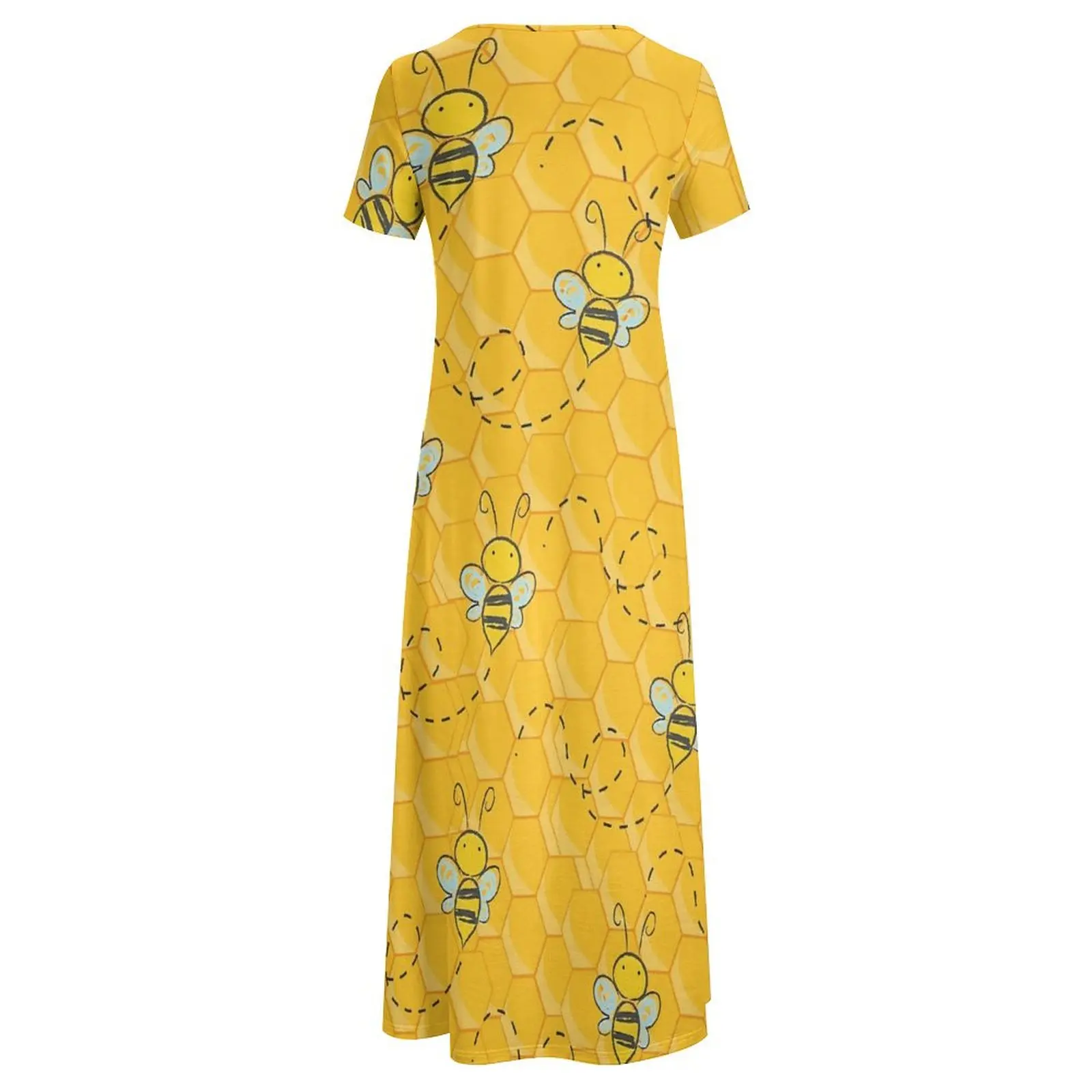 Abito con stampa Hive Honey Bee Abito lungo alla moda Street Style Boho Beach Abiti lunghi Abiti oversize da donna a maniche corte