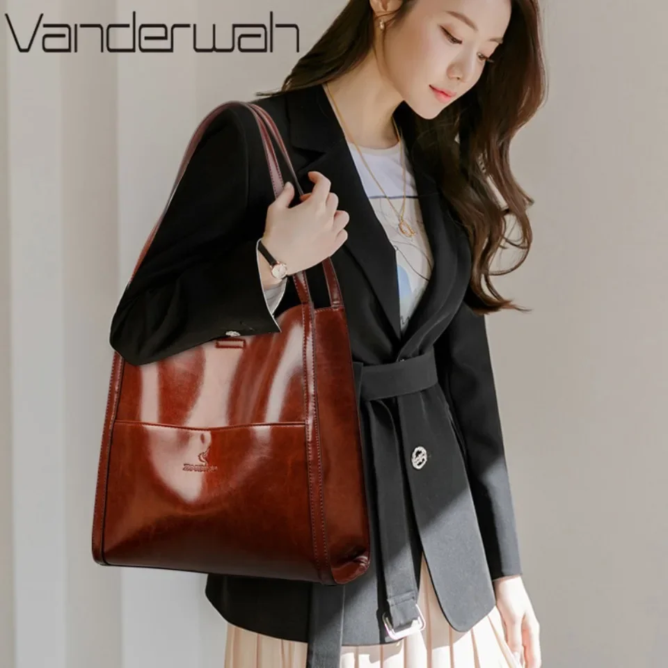 VANDERWAH High Quality PU Leather Shoulder Bag for Women Casual Tote Bags Fashion Ladies Purse Handbag Messenger Commuter Sac