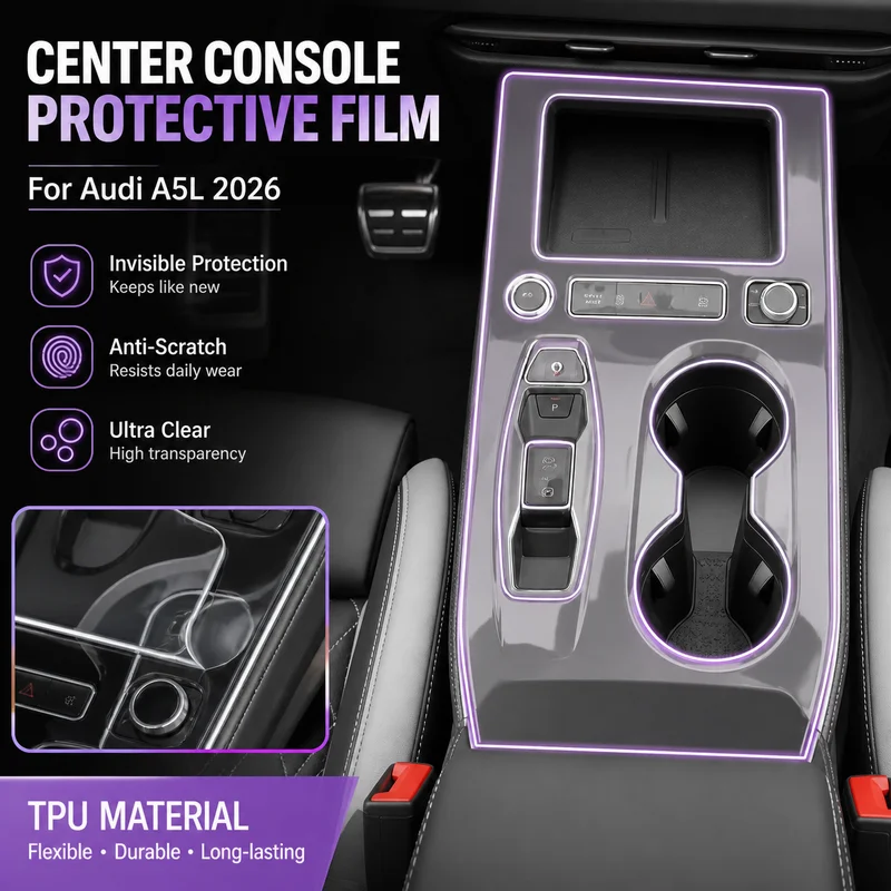 For Audi A5L 2026 Center Console Gear Shift Interior Sticker Modification TPU Transparent Protective Film