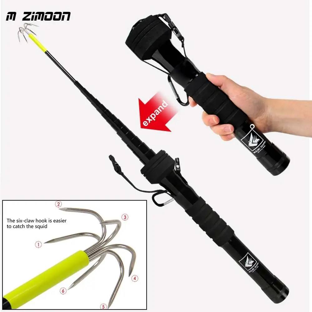 新型伸縮式イカ釣り用ガフフック-ステンレス鋼-エギングイカジグフック-ルイ-3-4メートル-タコジグフック-海釣り