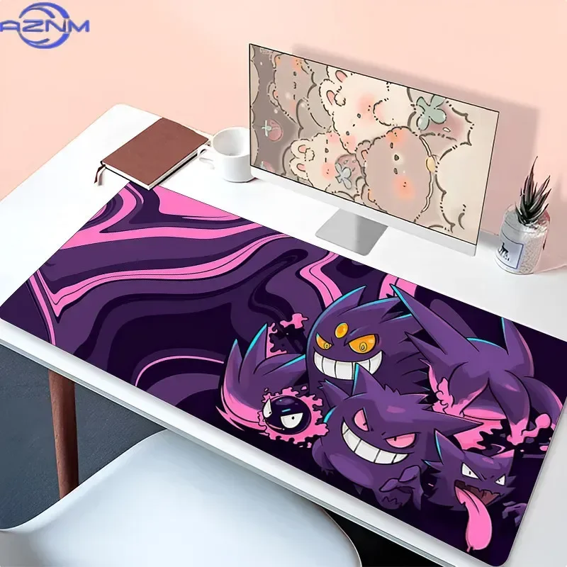 Gengar Evolution Family Large Mousepad, Rubber Non Slip Extended Gaming Desk Mat, Anime Cartoon Table Pad for Laptop Office Desk