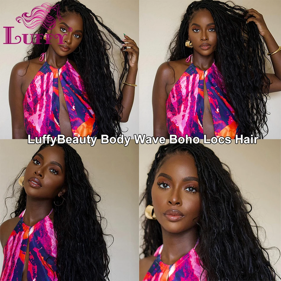 Pre-Looped Crochet Boho Locs Body Wave With Human Hair Curls Goddess Locs Body Wave Full Ends Hair Extensions For Black Women