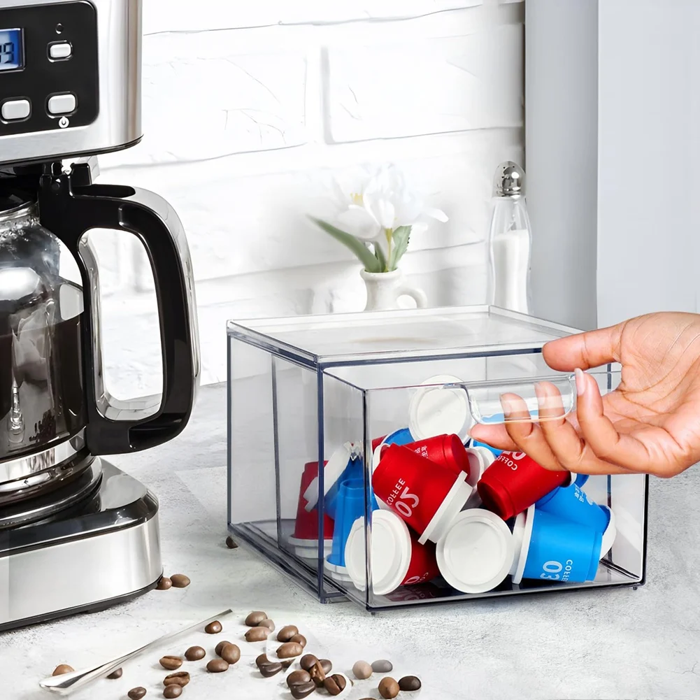 

2PCS K Cup Organizer Coffee Pod Storage Container Stackable Drawers For Creamer Suger Coffee Bar Organizer-BAAX