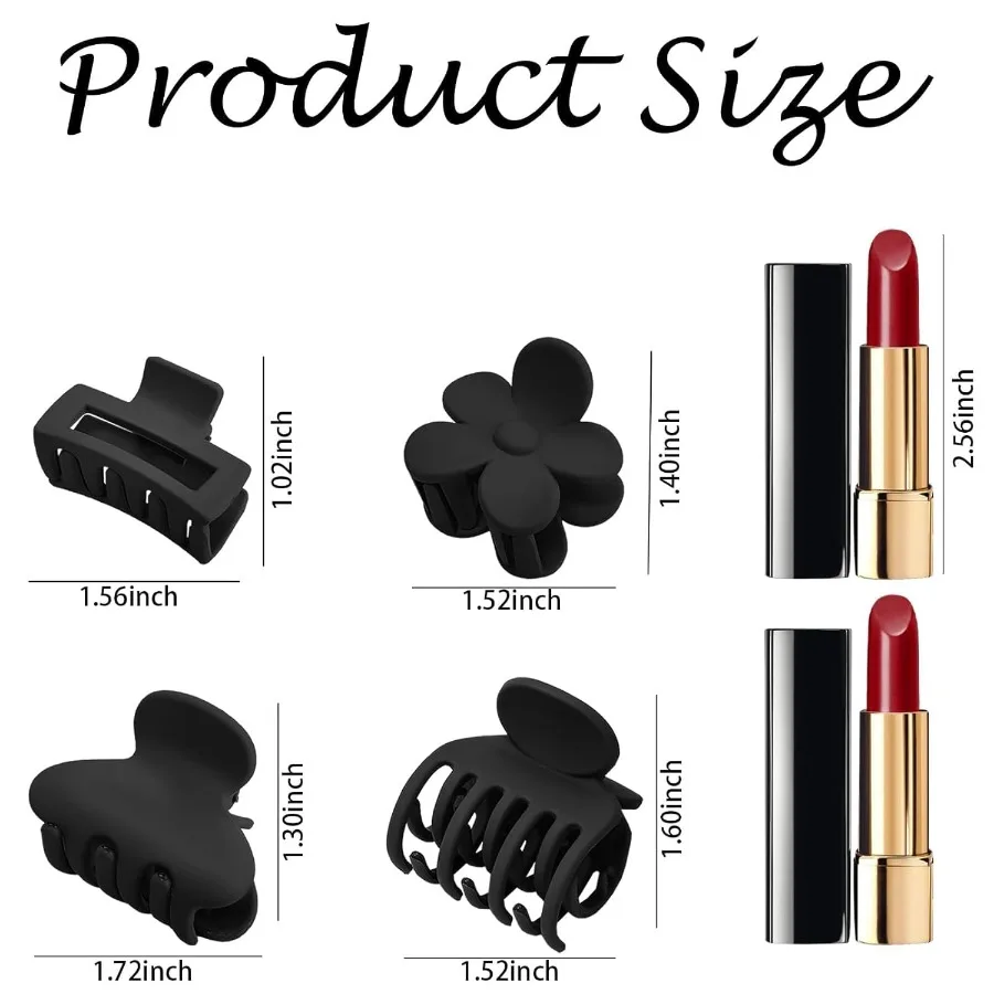 12 قطعة من مشابك الفك الصغيرة غير اللامعة مقاس 1.5 بوصة للنساء والفتيات مع 4 تصميم غير قابل للانزلاق مثالي للشعر الرقيق والمتوسط السميك