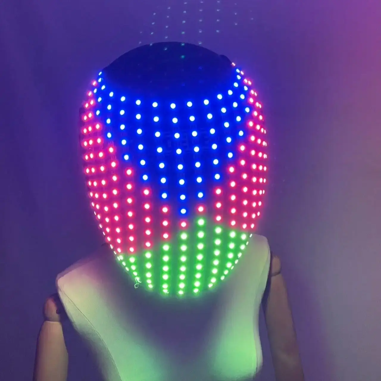 LED Helmet USB Rechargeable Flashing Light Up Multicolor DJ Rave Party Helmet for Christmas Holiday Dance Show Performance Wear