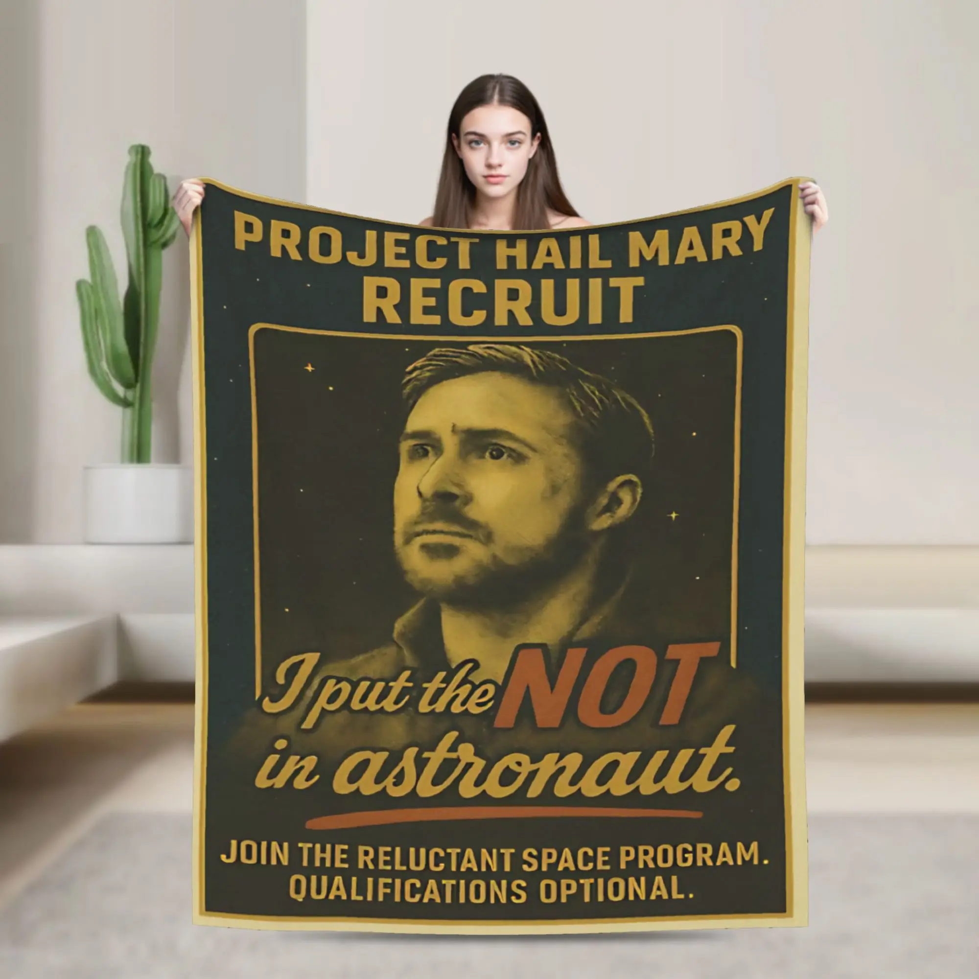Project Hail Mary Recruit Retro Poster  Blanket  Flannel Vintage Soft Throw Blanket for Bed Sofa Summer