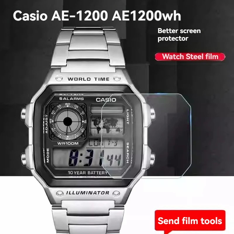 For Casio AE-1200 AE1200 AE-1300 Watch Tempered Film AE-1200WH-1B AE-1200WHD AE1200 Watch Mirror Screen HD Protective Film