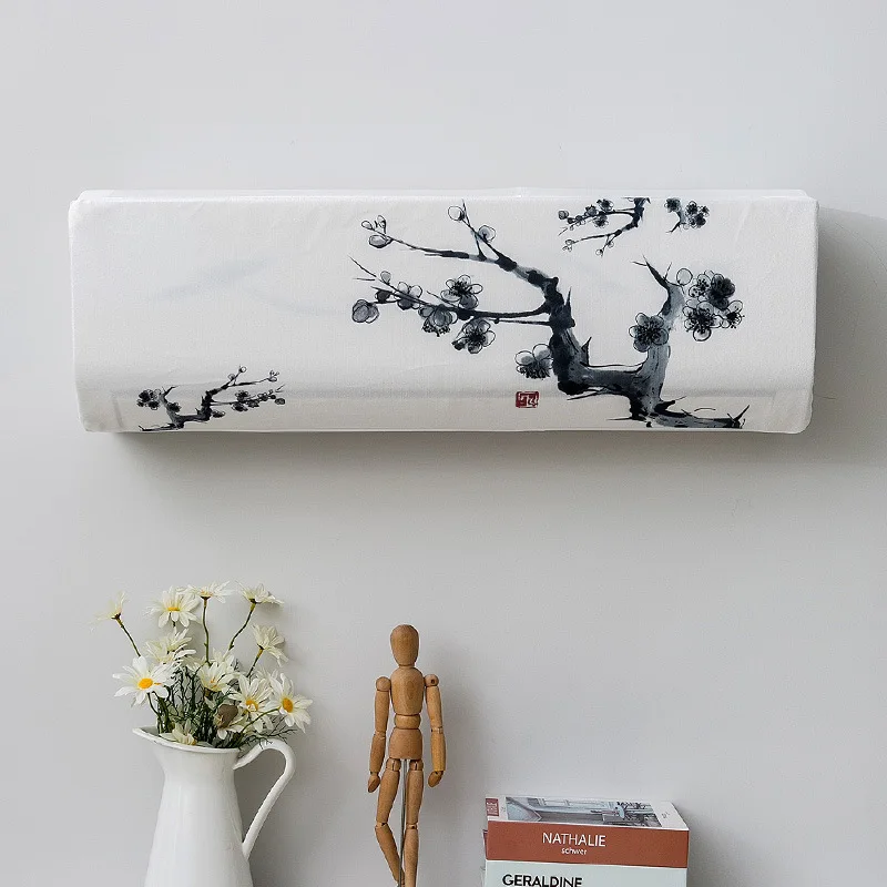 Chinese Style Ink Plum Blossom Print All-Inclusive Dust Covers Air Conditioner Cover Indoor Air Conditioning Protective Case