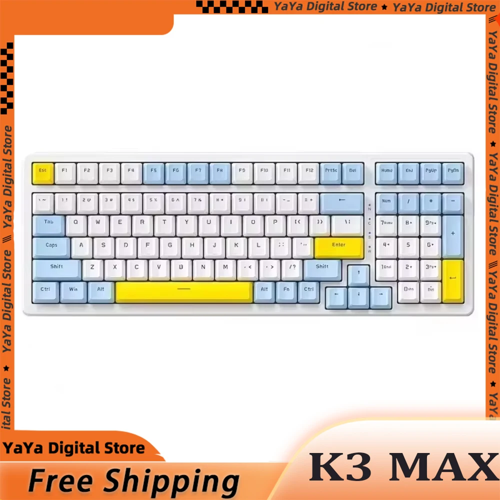 

Механическая клавиатура Freewolf K3 Max, игровая клавиатура с горячей заменой и прокладкой, клавиатура с 100 клавишами, Офисная Клавиатура для киберспорта, эргономичный ПК, игровые подарки