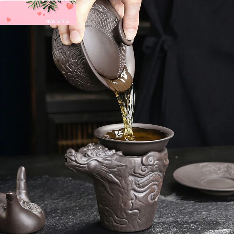 

Purple sand automatic tea set stone grinder lazy bubble teapot brewer living room tea tray set household gift box