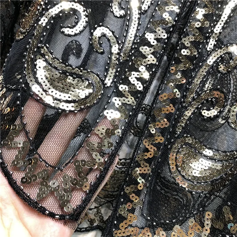 Accesorios de disfraces Chal brillante nupcial - Estola de lentejuelas Art Deco con detalles de perlas para fiestas temáticas vintage