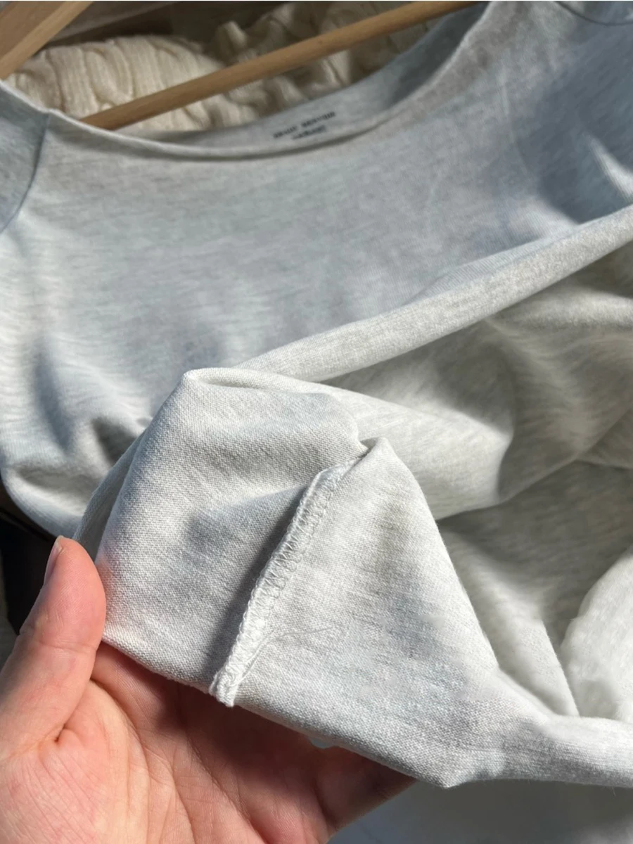 Raw Hem Slim Long Sleeve T-shirt Women Autumn Sexy Slash Neck Cotton Cropped Tee Shirt Simpe Basic Streetwear Tshirts Top Y2k