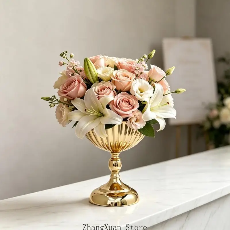 Blumen-Mittelstücke, Metallsockel, Urnenvase für Hochzeits- und Heimtischdekorationen, 3 x – Detail 5
