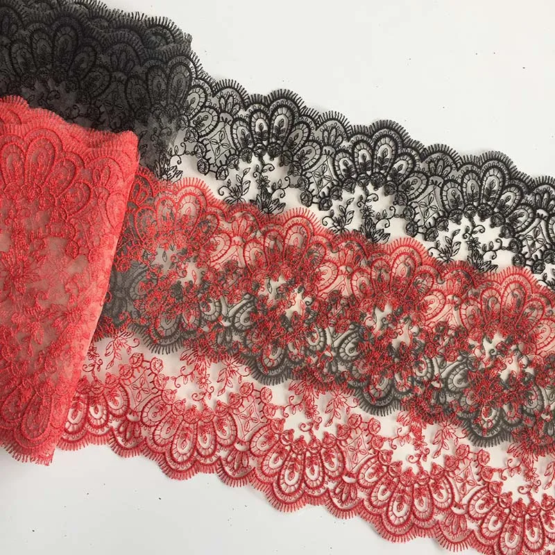 

20/26Yards Bilateral Lace trim Skirt Hem Underwear Sewing Craft DIY Apparel Embroidery Fabrics Red Black Lace Lingerie