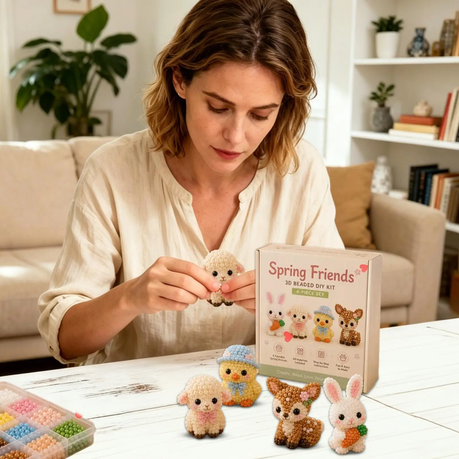 Beaded Animal Kit Cute Design 3D Animal Creative Colorful Beading Embroidery Kit For Beginners Craft Lovers Adults Enthusiasts
