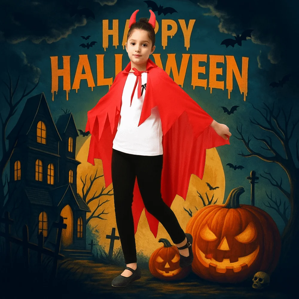 

With Headband Demon Cloak Headband Set Cosplay Costume Full Suit Cosplay Costume Cape Smock Style Party Masquerade Cloth