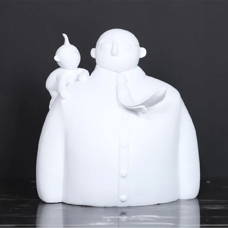 

Modern Resin White Obesity Tie Figure Man In Suit Living Room Ornament Figure Statue Desk Decoration Crafts Home Decorations