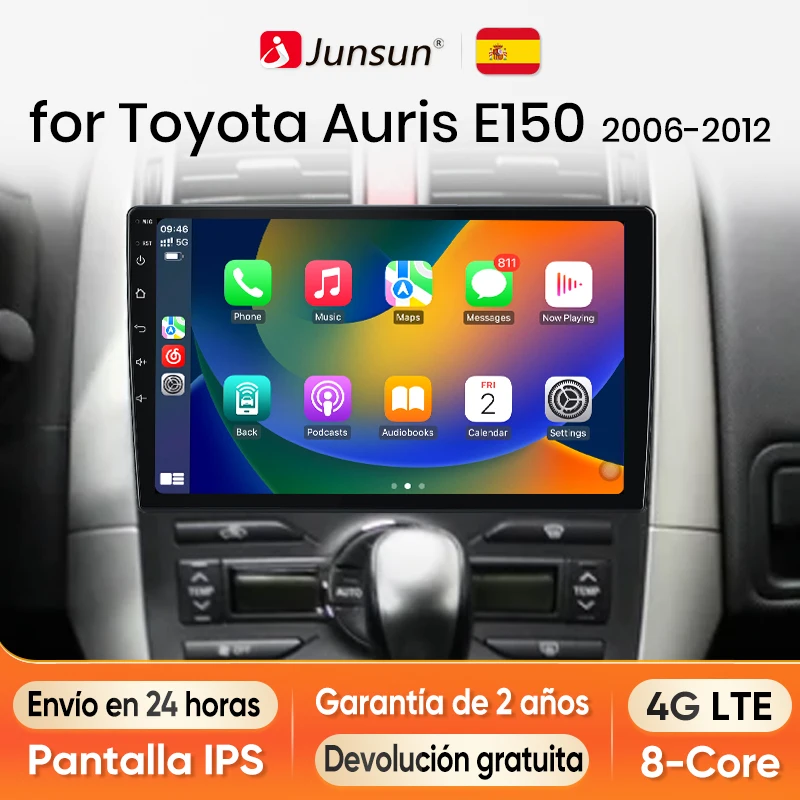 Junsun Android 13 Radio Autoradio For Toyota Auris E150 2006 -2012 Car Intelligent Systems for Apple Carplay GPS RDS Spain Scree