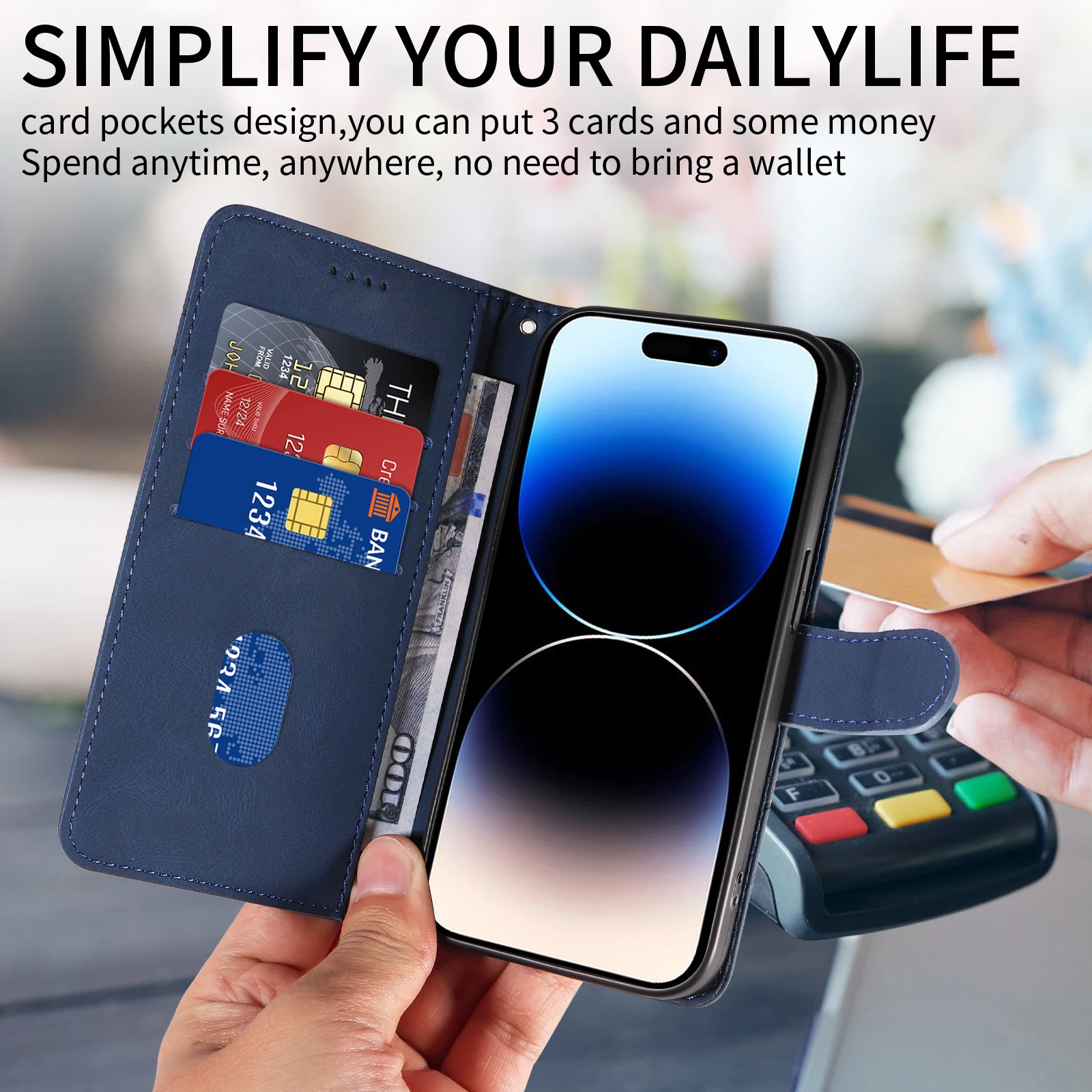 Portfel skórzany z klapką magnetyczną do telefonu Xiaomi Poco X7 X6 X5 X4 Pro 5G X3 NFC GT M7 M6 4G M5S M4 M3 F6 F5 F4 F3 C65 Uchwyt — zdjęcie produktu 5