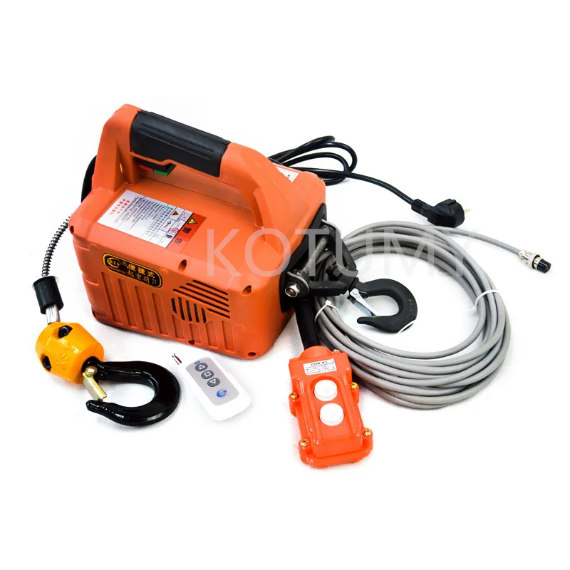 220V Mini Electric Hoist Lifting Tools windlass 500KG  Electric Winch Wire Rope Hoist Portable Electric Traction Hoist 110V