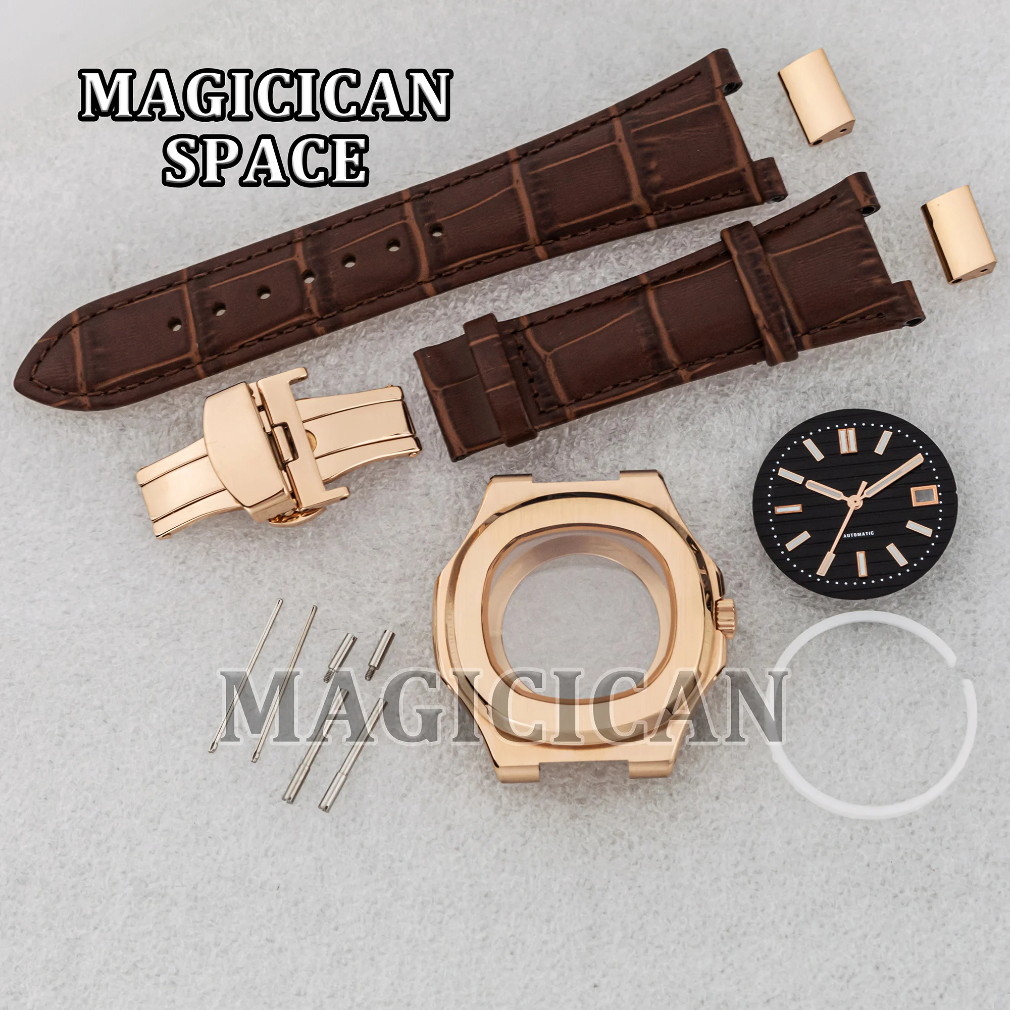 Water Resistant NH35 Case Leather Strap for Nautilus 41mm Watch Case Band Dial Hands fit NH35/36 Movement Watch Modified Parts