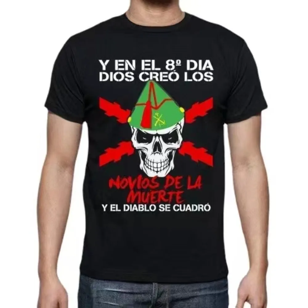 Spanish Legion: New Death Motto printed crewneck T-shirt Everyday casual short-sleeved top for both men and women