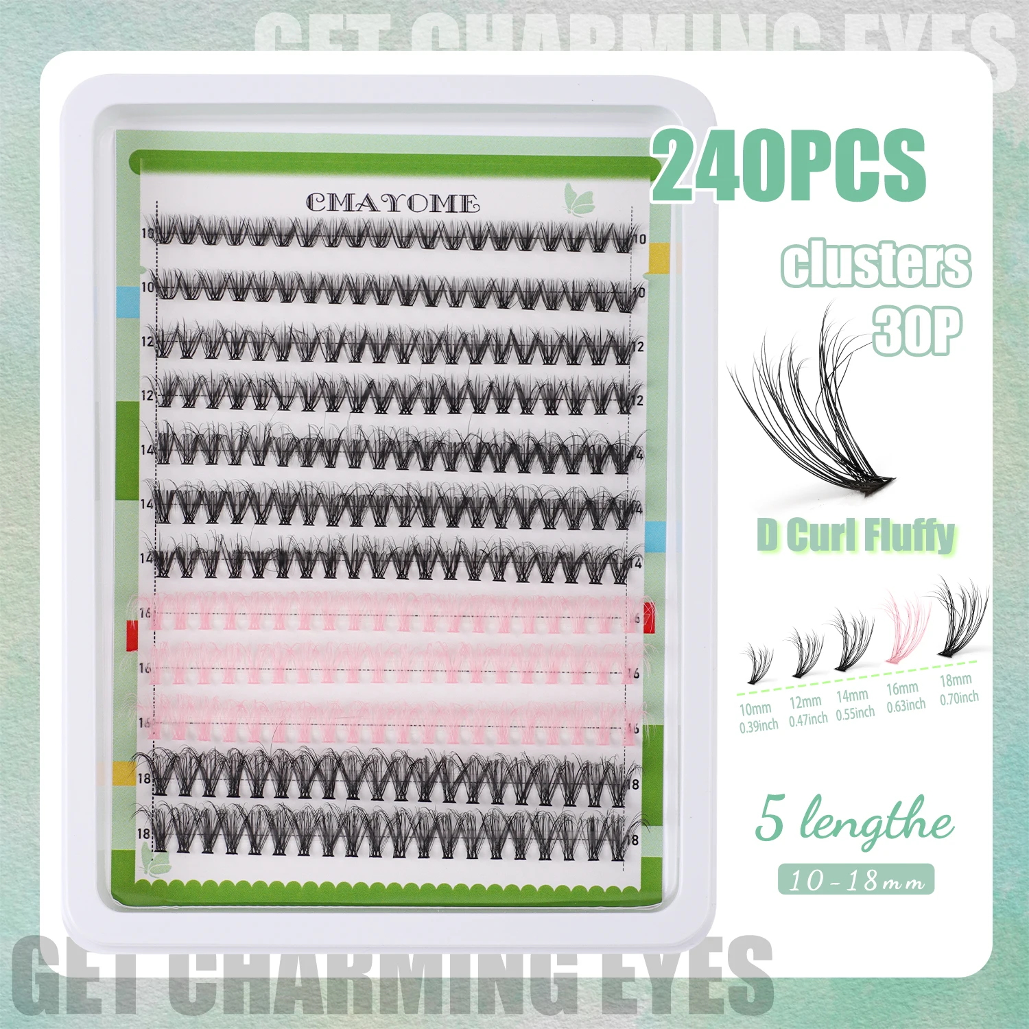 Fluffy Thick Colored Eyelash Clusters D Curl Wispy Individual Lashes Mix 10-18mm Cluster Lashes Extension Christmas for Gift