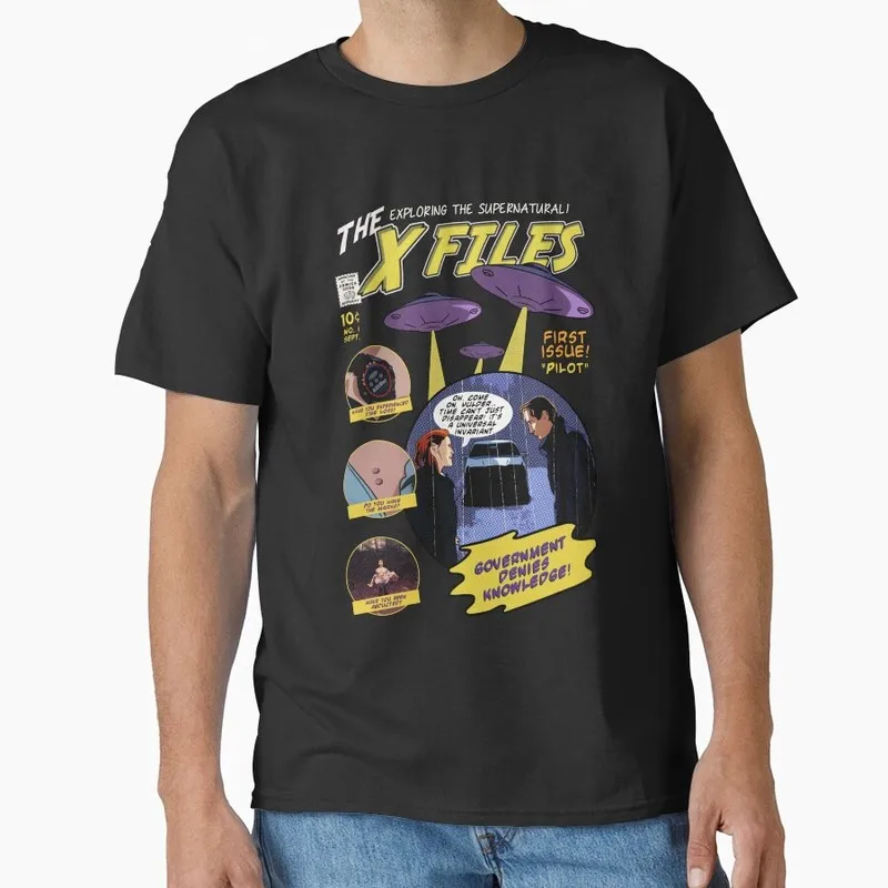 Exploring the supernatural Vintage Sci fi tv series The X Files Gift t shirt Retro Alien movie Graphic clothes All size top