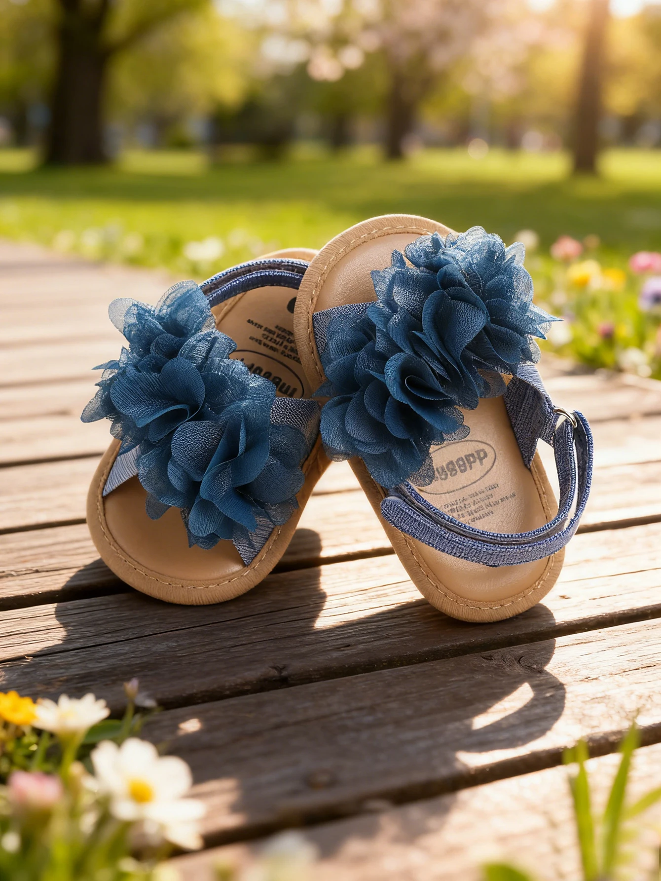 

Baby girl baby flower sandals Velcro summer baby wedding dress flat shoes newborn baby shoes 0-18 months can be worn