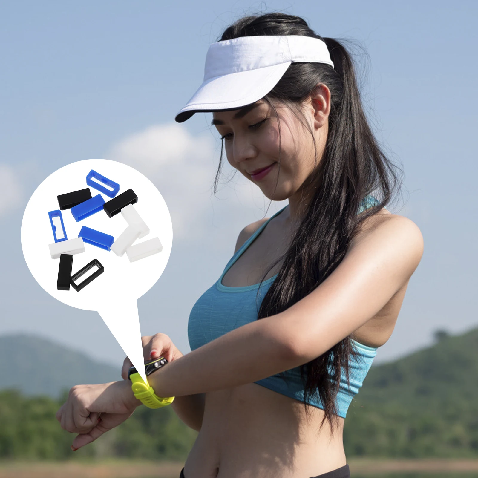 

12pcs Watchband Loop Strap Silicone Replacement Connectors Lightweight Durable Premium Material Secure Wristband Prevent
