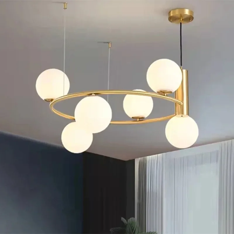 

Amily MDM chandelier Nordic Designer Glass Lampshade G9 ring Hanging lights for Living Room Bedroom home decoration luxury light