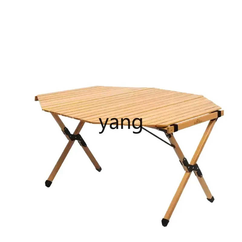 Lmm outdoor camping wind beech Chinese retro octagonal egg roll table barbecue table and chairs