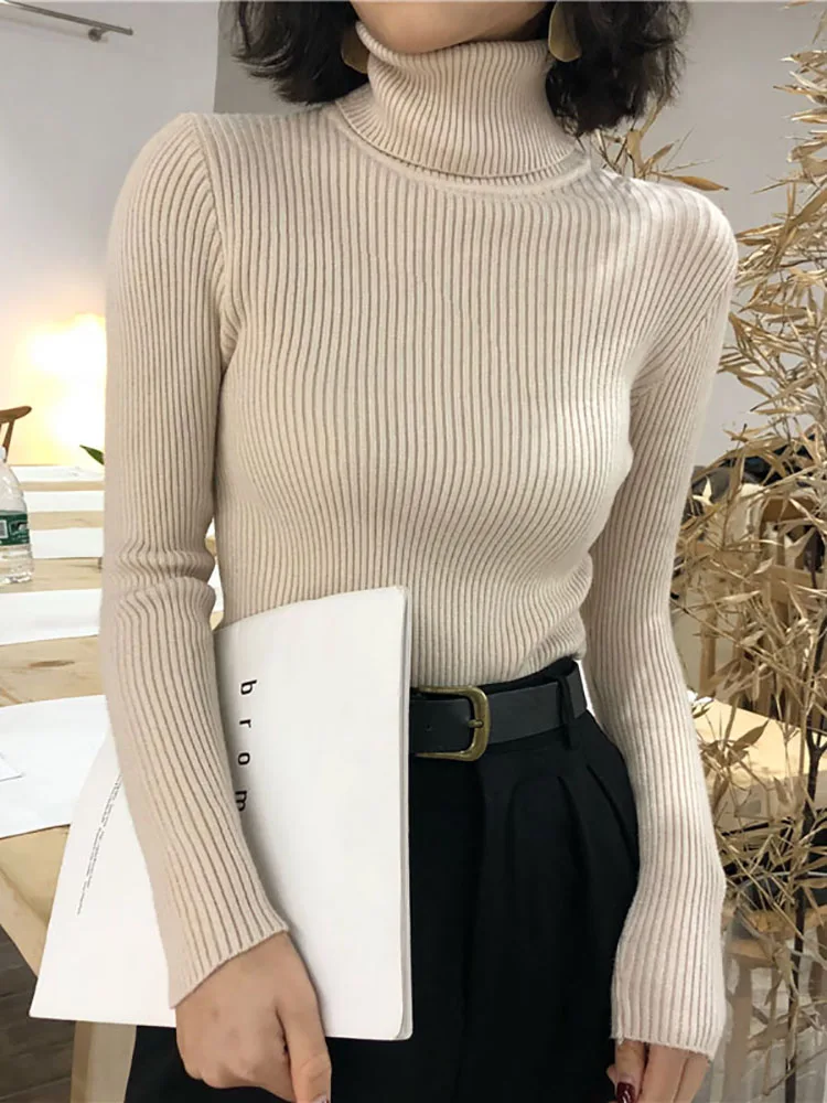 Damen Rollkragenpullover 2026 Herbst Winter Oberteile Koreanischer Slim-Fit Damen Pullover Strickpullover Pull Femme Hiver Truien