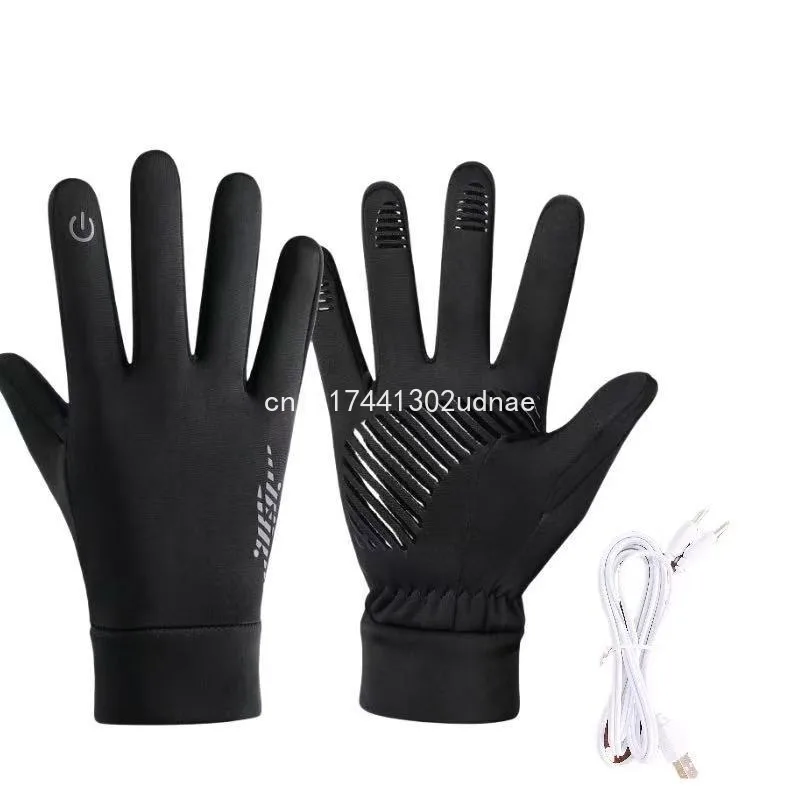 USB Heated Gloves for Men, Touchscreen Windproof Waterproof Heating Gloves for Outdoor Sports Motorcycle Riding