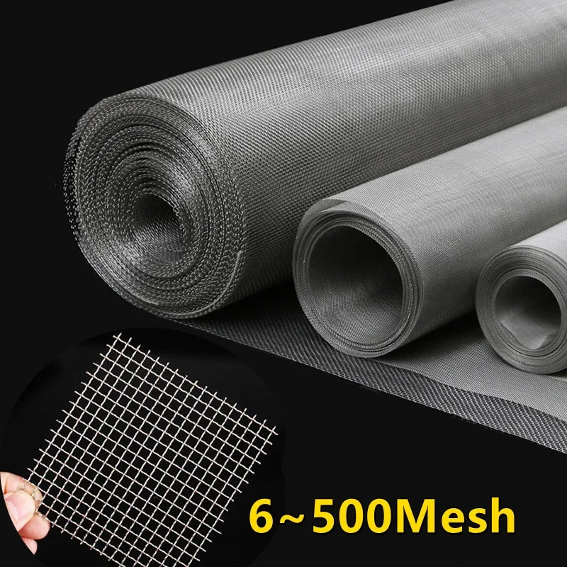 50x1000cm 304 Stainless Steel Mesh Filter Net Metal Front Repair Fix Mesh Filtration Woven Wire Screening Sheet Screening