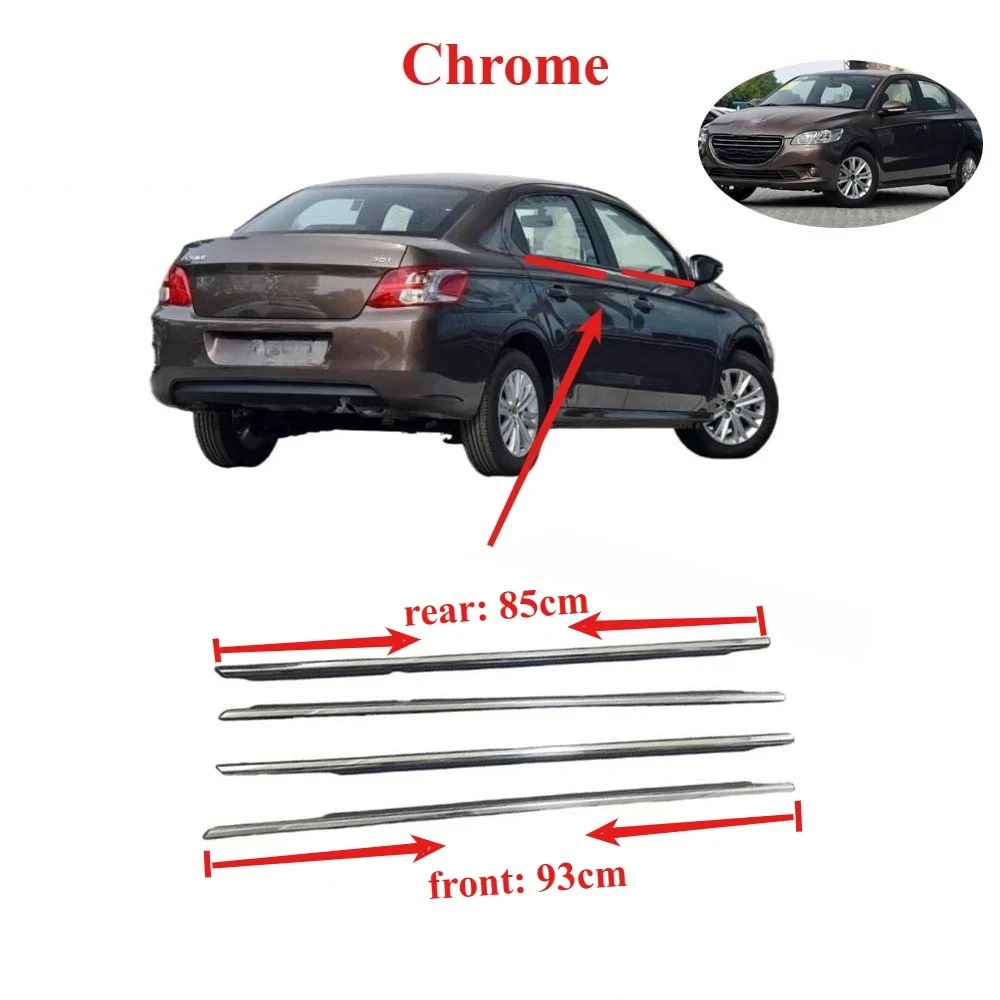 

4 Pieces Chrome Window Glass Rubber for Citroen Elysee 2014-2016 Protect Weather Strip for Peugeot 301 2013-2017 9805767980