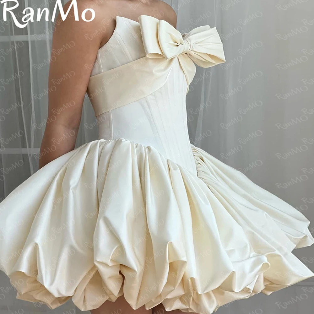 

Ranmo Customized Strapless Corset Big Bow Balloon Skirt Satin Short Party Dress Lace Up Back Decorative Bows Elegant Pleat 2025
