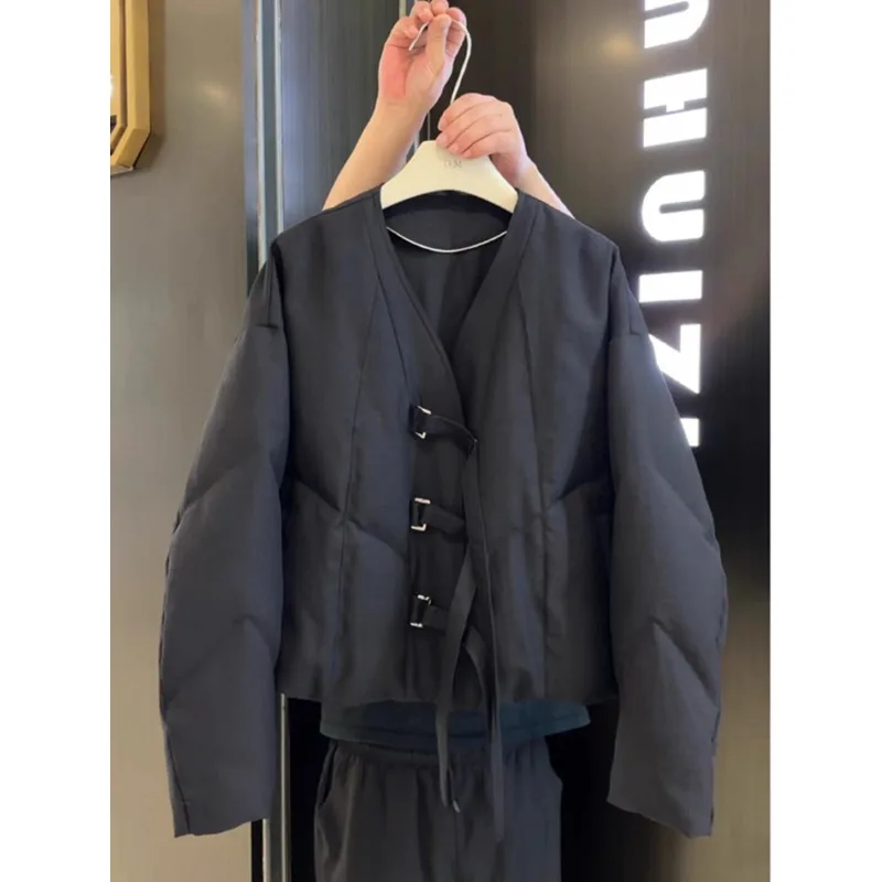 

Korean Sle ort Thiened Cotton Jaet Women's Winter Warm Outerwear Sli Trendy Coat Straight Cut Regular Sve