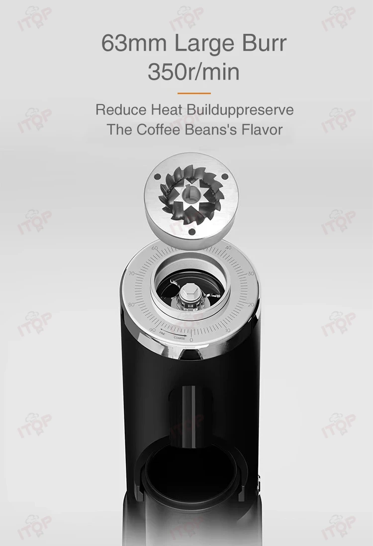 Molinillo de café eléctrico ITOP CG63D, 63MM, eliminación estática de rebabas cónicas, molinillo de frijol/SOE de un solo origen, ajuste continuo