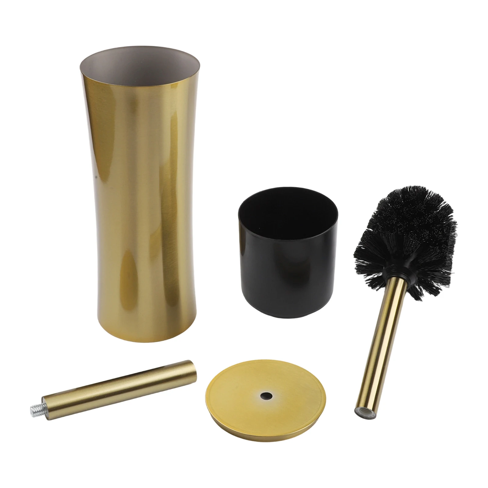 

Elegant Gold-Colored Toilet Brush Set Made of 201 Stainless Steel with Low-Profile Stand and Functional Hygiene Orientation