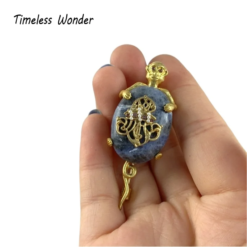 Timeless Wonder Retro Geo Stone Monkey Brooch Pins for Women Designer Jewelry Runway Rare Luxury Gift Cute Top Vintage Rare 4383