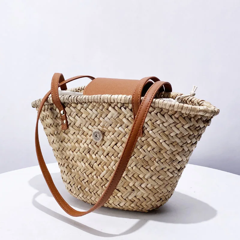 Bohemian Beach Tote Bags For Women Luxury Designer Handbag And Purse 2024 New In Straw Woven With Inner Pocket Underarm Shoulder