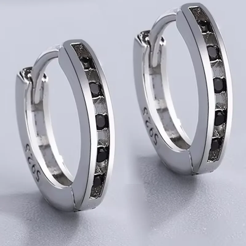 Black Cubic Zirconia Charm Earrings Stamp 925 Sterling Silver New Woman Fashion Jewelry High Quality