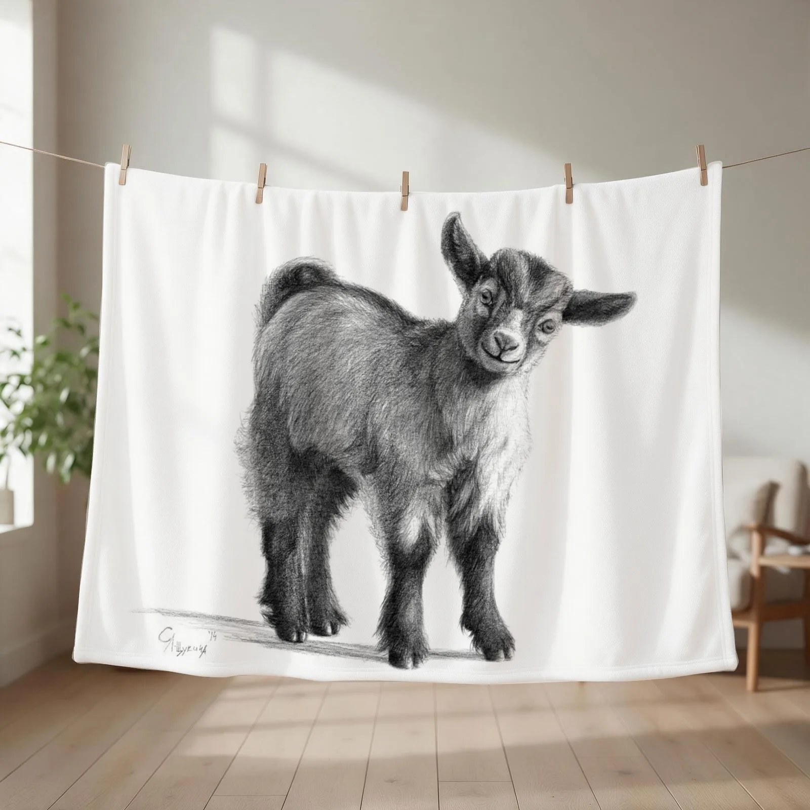 Goat Baby G097 Throw Blanket couch cozy soft plush fuzzy picnic outdoor blanket