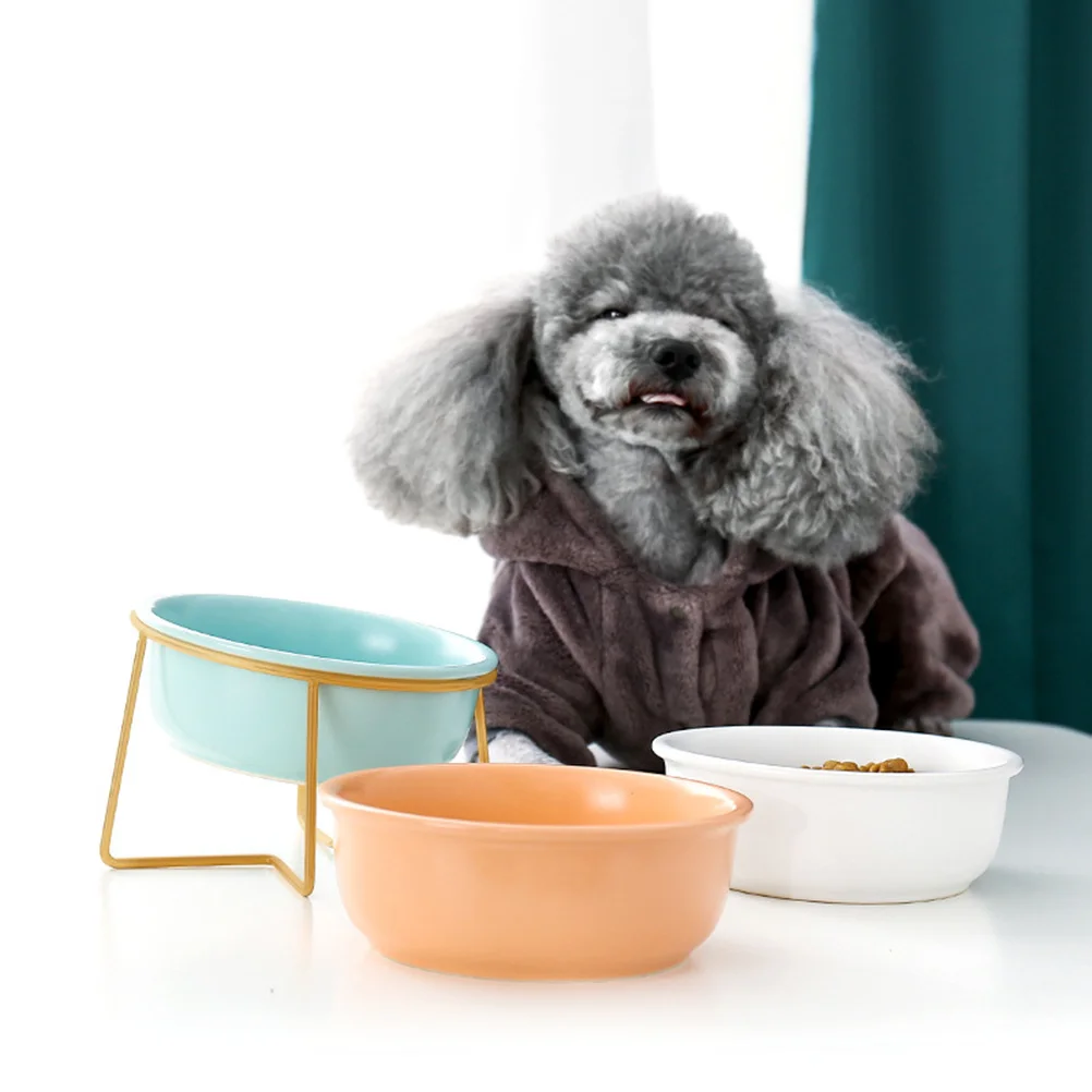 

1Pcs Cervical Pet Feeding Bowl High Feet Ceramic Pet Food Dish Blue 800Ml Elevated Cat Dog Feeder Stable Non-Tip Food Container