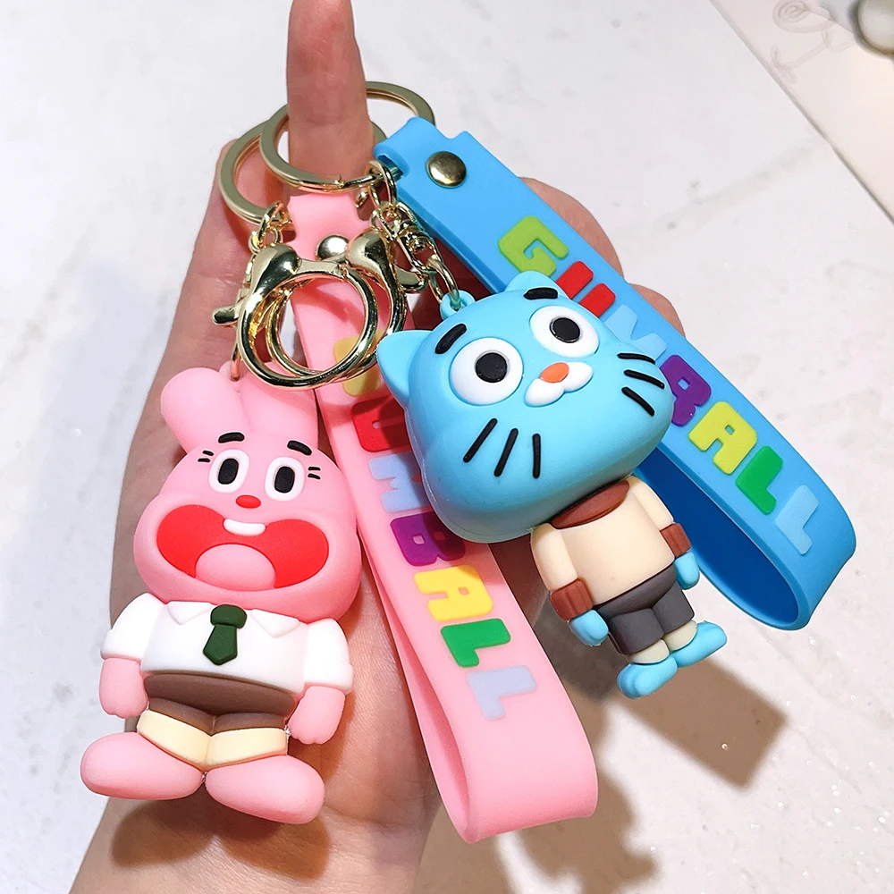 Cartoon Cute The Amazing World of Gumball Toys Keycahin Car Key Ring Cartoon Sweet Pink Angel Doll Backpack Pendant Ornaments